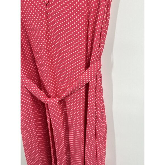 Joules Pink Polka Dot Midi Shift Dress Belted Sz US 10 UK 14 Pocket - Picture 3 of 6
